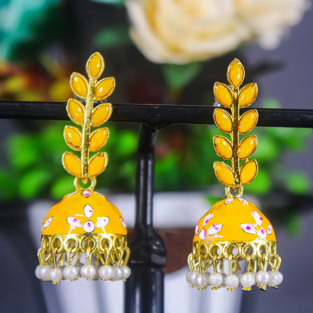 Meenakari Dome Shape Jhumka  Earrings