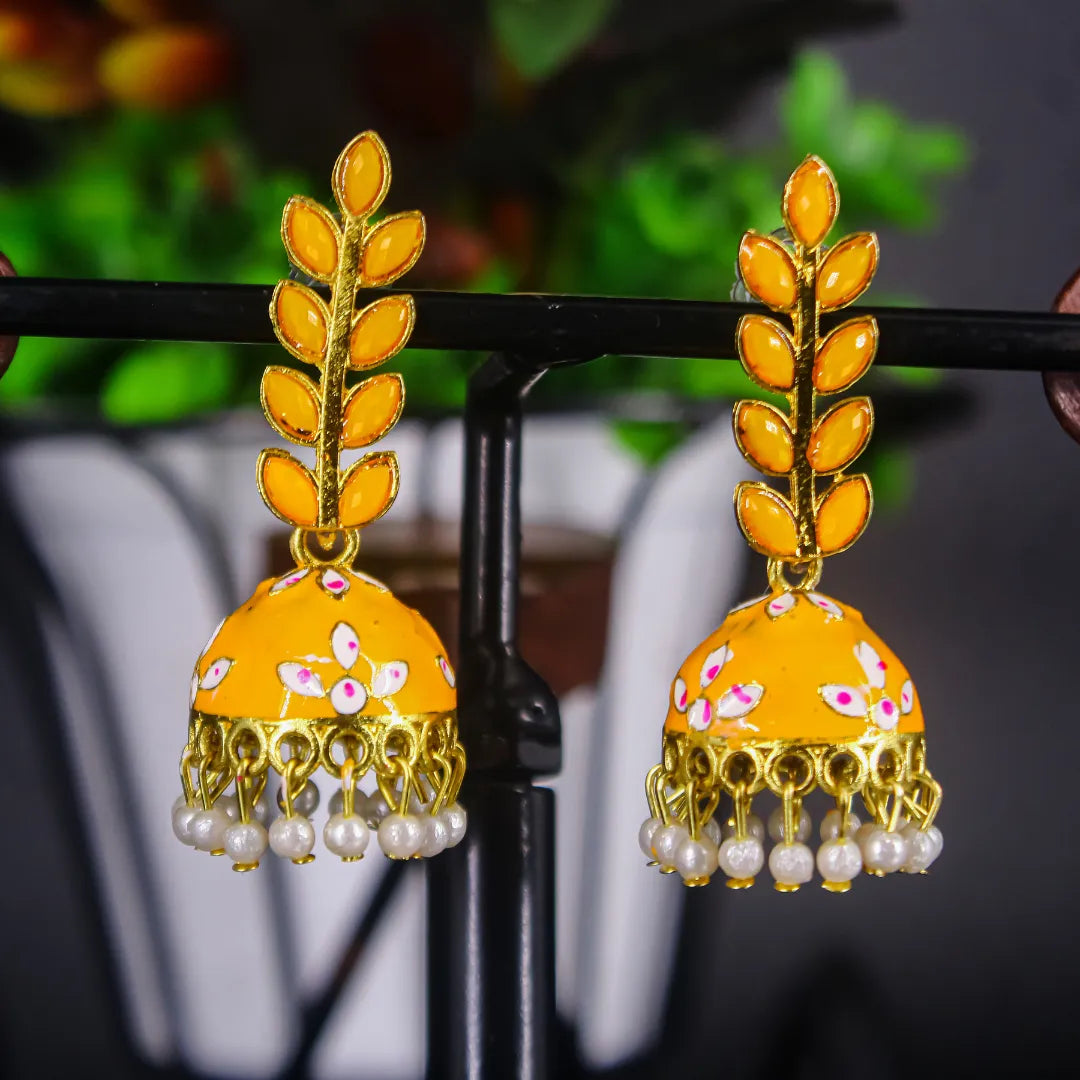 Meenakari Dome Shape Jhumka  Earrings