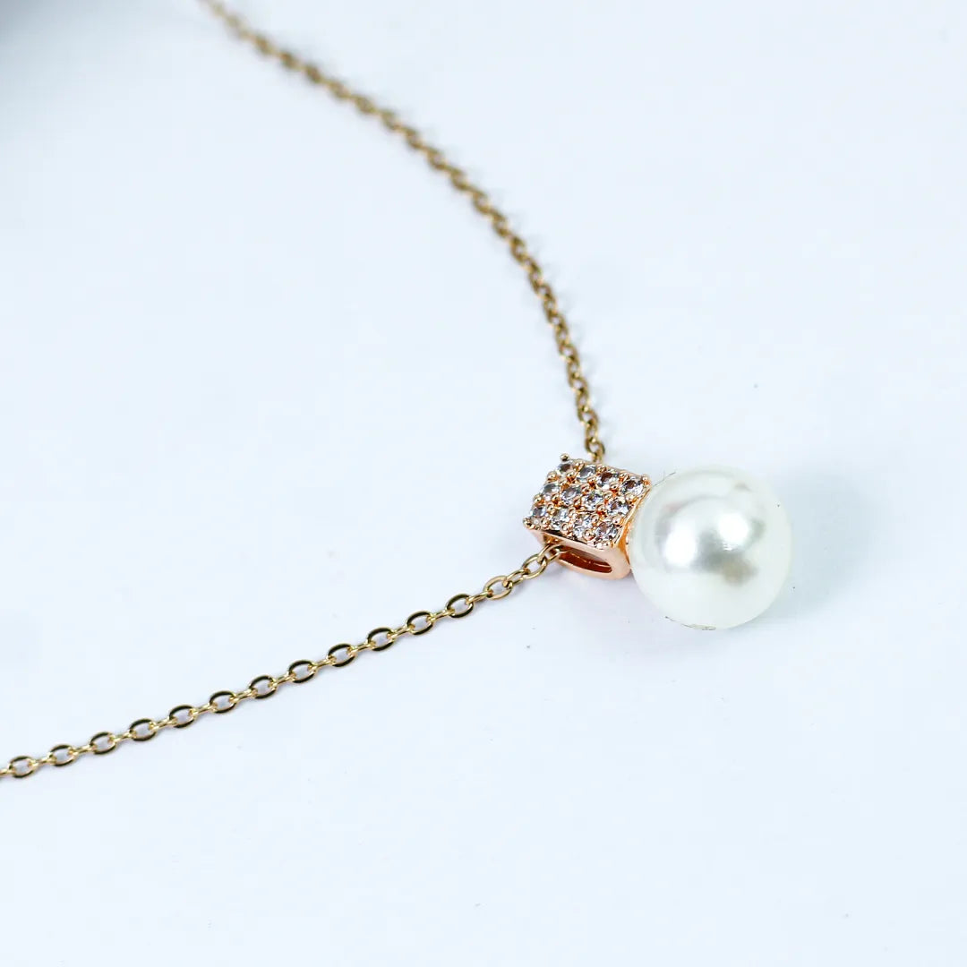 Yellow Gold Plated Pearl Necklace