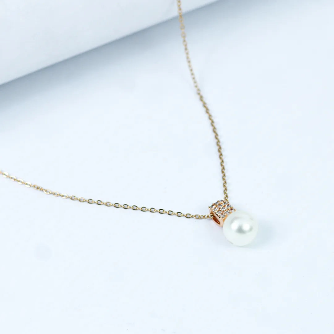Yellow Gold Plated Pearl Necklace