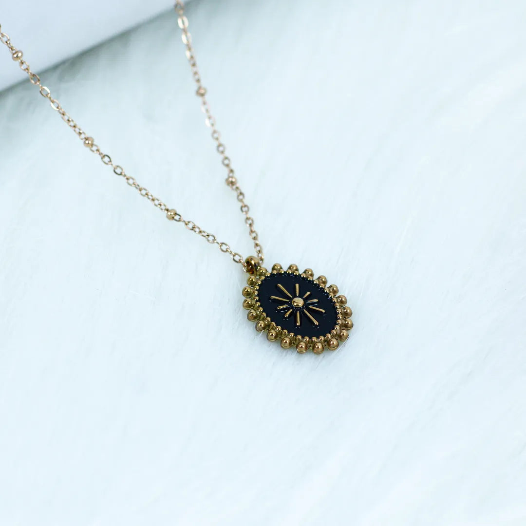 Black Victorian Rose Gold Pendant Chain