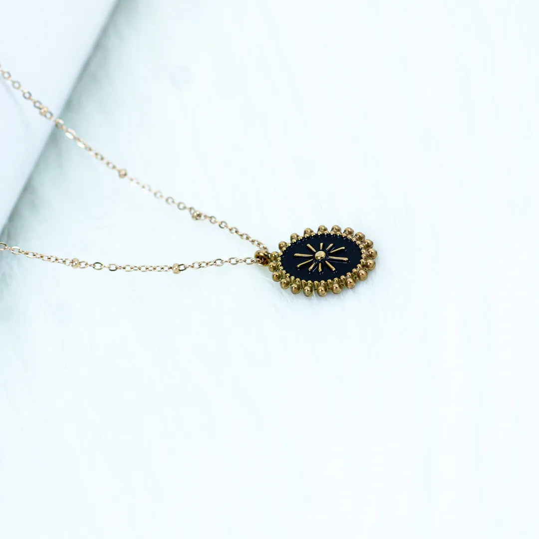 Black Victorian Rose Gold Pendant Chain