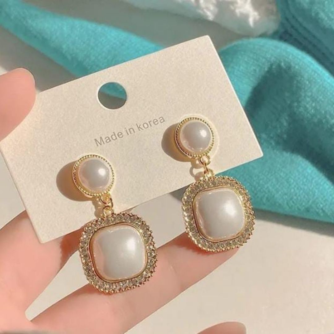 Korean Pearl Rhinestones Earrings